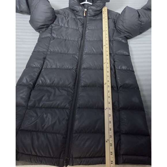 Hudson's Bay Coat Womens Small Black Long Puffer Hooded Down Striped Lightweight - Picture 11 of 16